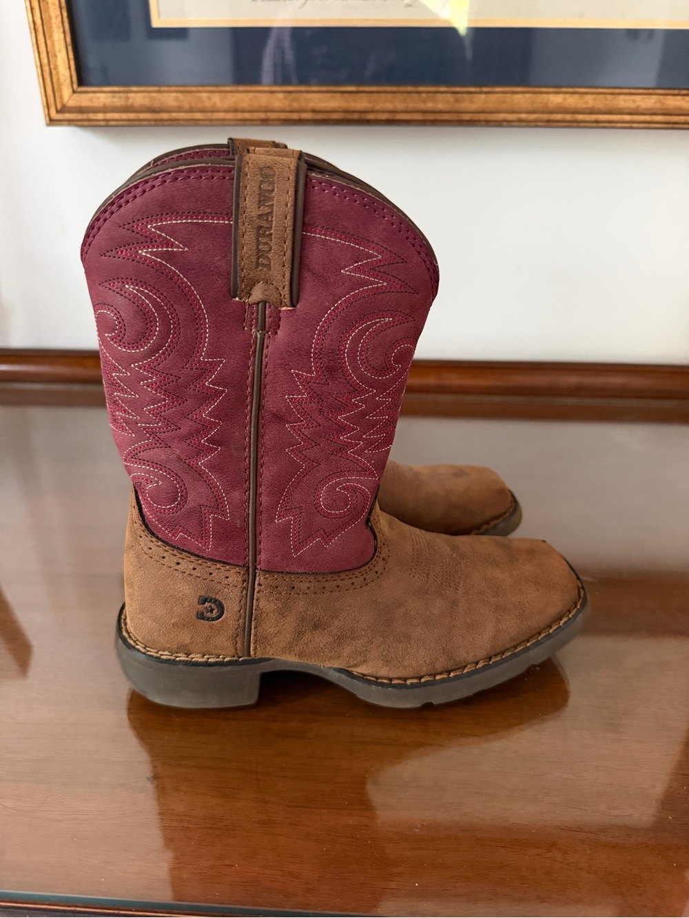 Durango Kids Cowboy Boots Size 13M Brown Red Western Square Toe DBT0222TS